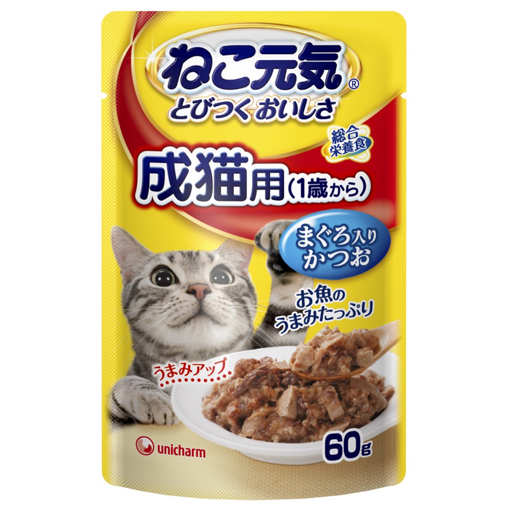 総合栄養食　パウチ　成猫用（１歳から）　まぐろ入りかつお　６０ｇX１２０袋　ＣＲＣ35―20―55―25―00