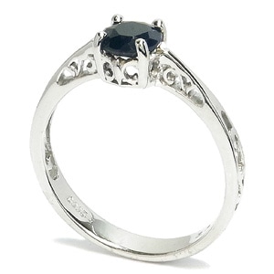 サファイアボリュームプラチナコートシルバーリング 8 14号 9月の誕生石 指輪 パワーストーン