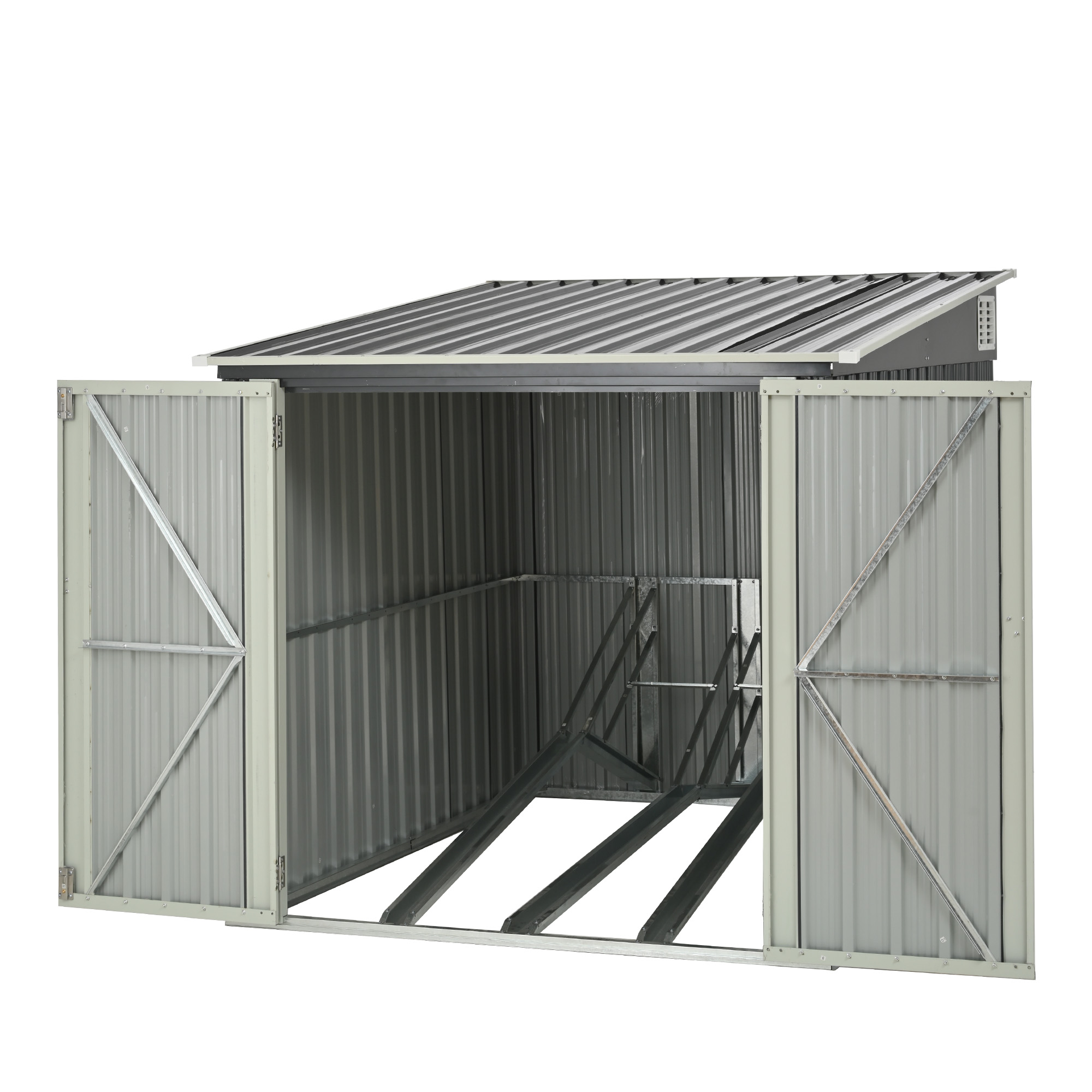 【国内発送】173【スタンド搭載】自転車倉庫 3台用 物置 屋外 スチール 施錠可能 戸外収納庫 大型 収納庫 屋外物置 防さび 防水 ドア スチール物置 屋外収納 ガーデニング 庭 新作【グレー】