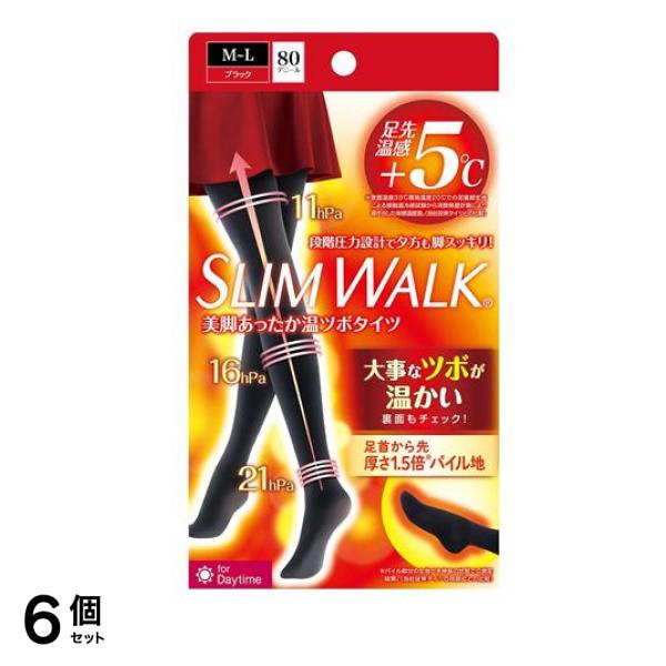 美脚あったか温ツボタイツ 80デニール ブラック M-L 1足入 6個セット
