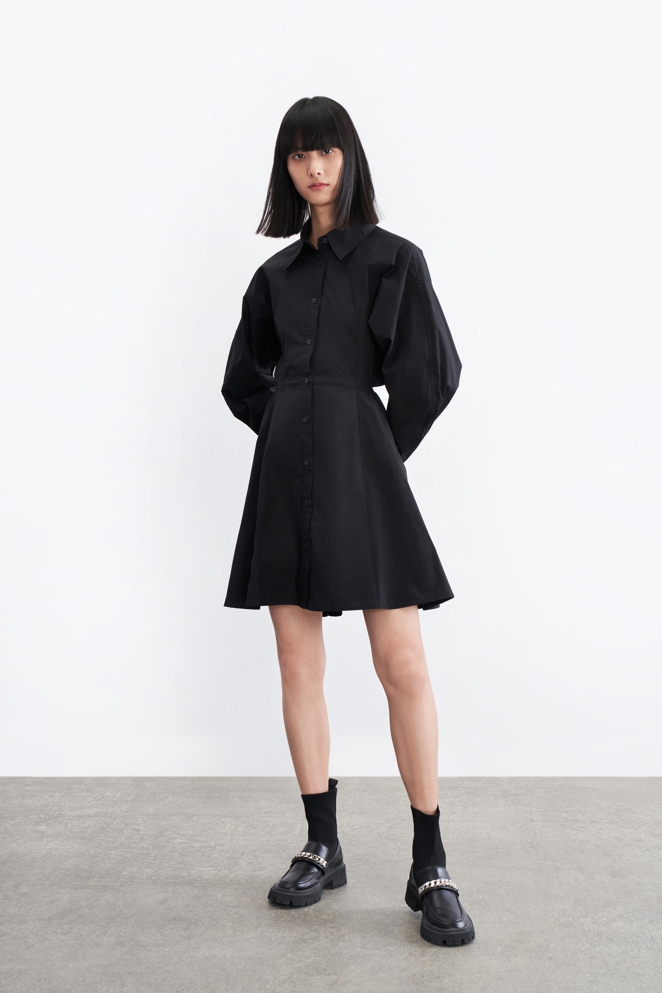 秋 冬 レディースファッション ファッション 長袖 肌みせ トレジャードレス ブラック S M L ワンピース 膝上 袖あり 長袖 かわいい 大人可愛い きれいめ シンプル カジュアル 大人 上品