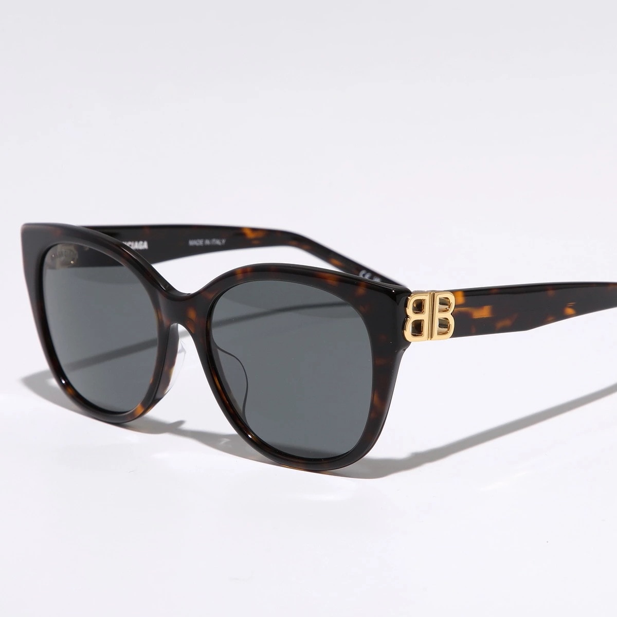 BALENCIAGA バレンシアガ サングラス BB0103SA レディース ウェリントン型 BBメタルロゴ セルフレーム フルリム アイウェア 002/HAVANA-GOLD-GREEN