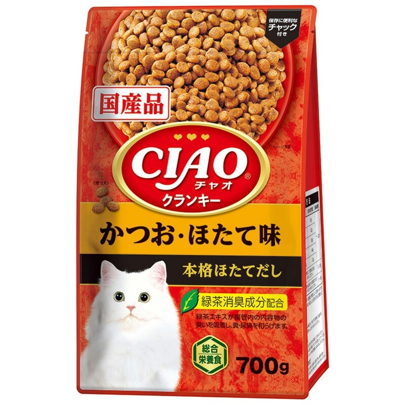 （まとめ買い）CIAOクランキー かつお/ほたて味 本格ほたてだし 700g 猫用フード [x6]