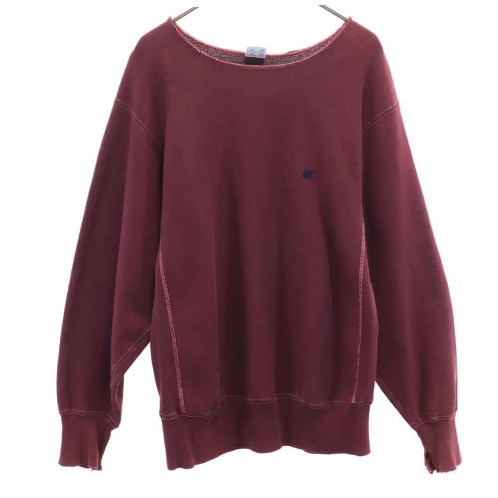90s USA製 オールド 刺繍タグ 長袖 リバースウィーブ スウェット トレーナー L ボルドー 裏起毛 メンズ 18,150円