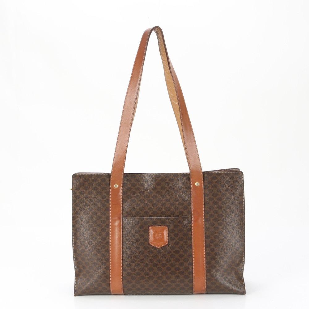 美品 ヴィンテージ マカダム レザー×コーティングキャンバス トート バッグ 肩掛け ショルダー ハンド A4 レディース EUE BF10-5 中古