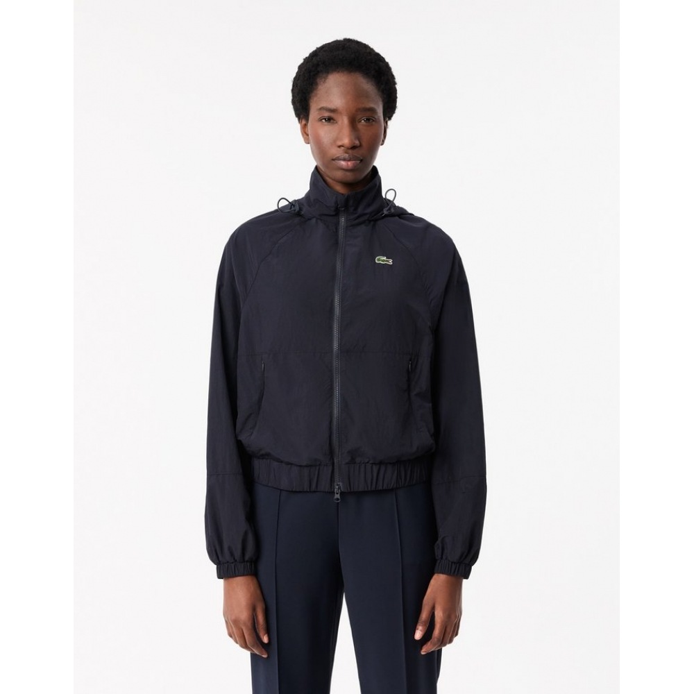 ラコステレディースショートナイロンフード付きトラックジャケット BF1105-54N HDE