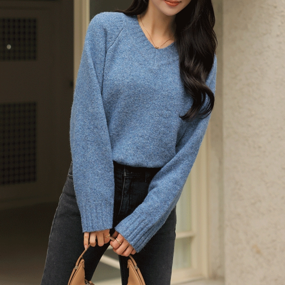 クリック＆ファニーランチェットモーダルウールネックニット