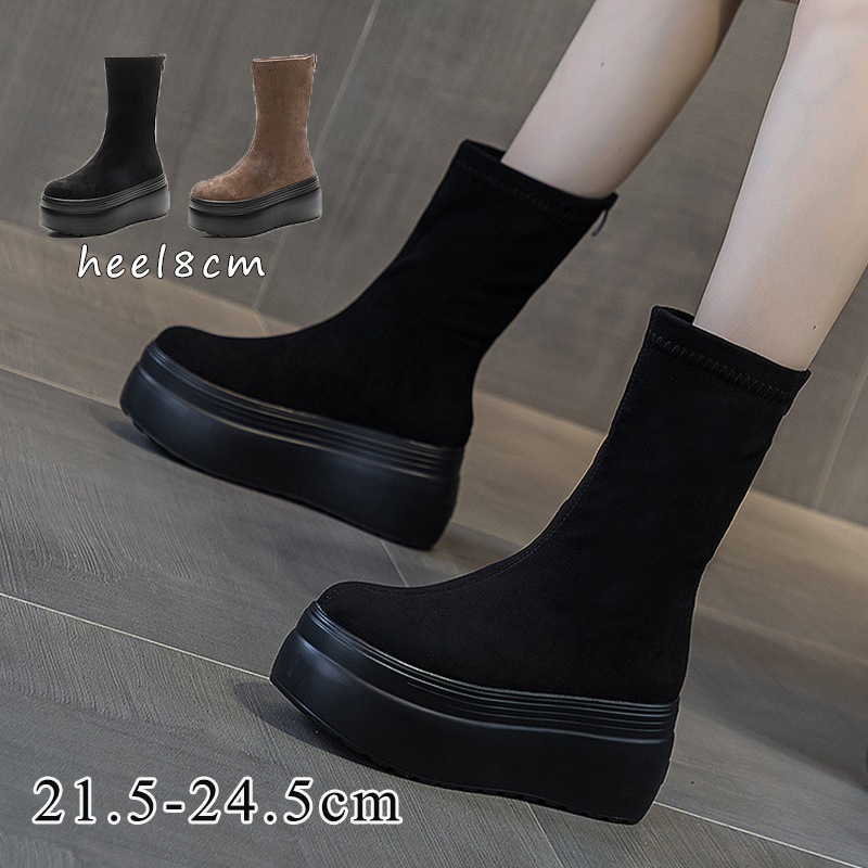 ブーツ レディース 厚底 ショートブーツ レディース ショートブーツ 厚底 ぺたんこ 歩きやすい ヒール8cm フラット コスプレ 大きいサイズ ブーツ 厚底ブーツ 大きい 疲れない ブーツ 厚底 5,374円