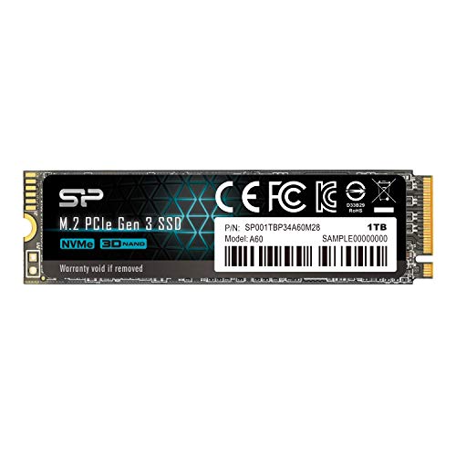 シリコンパワー SSD 1TB 3D NAND M.2 2280 PCIe3.0×4 NVMe1.3 P34A60シリーズ 5年保証 SP001TBP34A60M28 ブラック