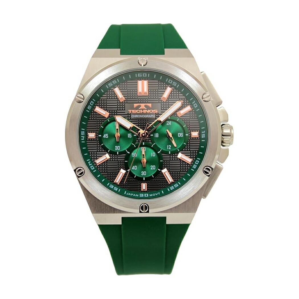 腕時計 T6C27PM メンズ グリーン ブラック クロノグラフ 5気圧防水