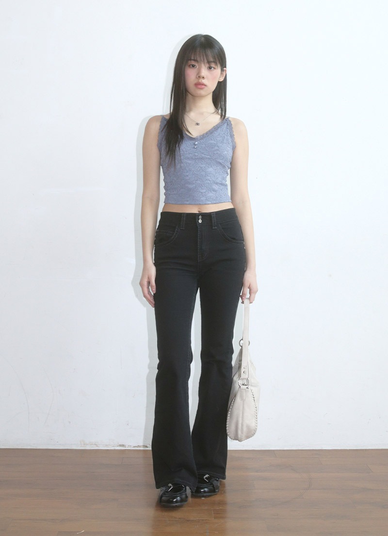 【AS"ON】 LOE BOOTCUT PANTS / BLACK 正規品