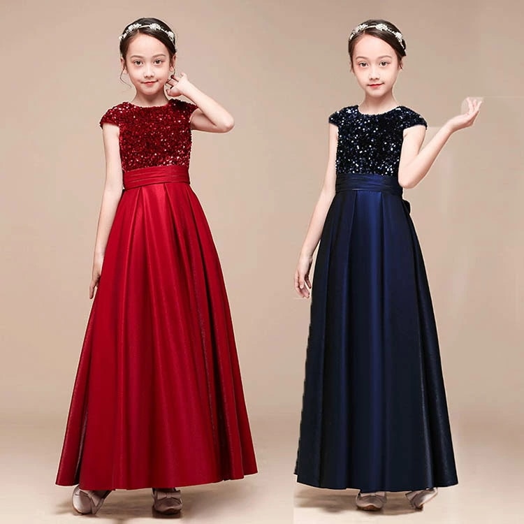 4色！子供ドレス 豪華 胸元スパンコールがキラキラと輝きを放つジュニアドレス 女の子 ロングドレス コンクール ドレス 子供ドレス ワンピース ピアノ 発表会 結婚式 6,769円