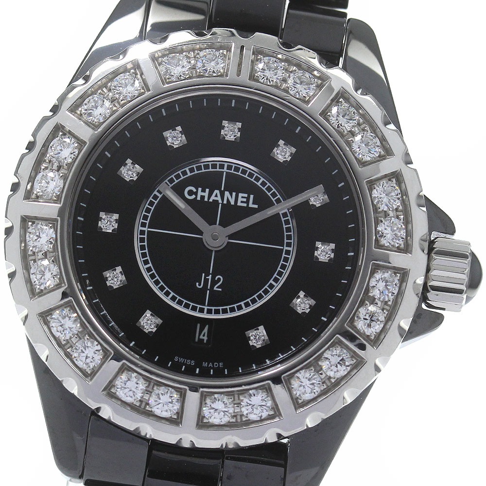 シャネル CHANEL H2427 J12 11P ラージダイヤ クォーツ レディース _830558【中古】