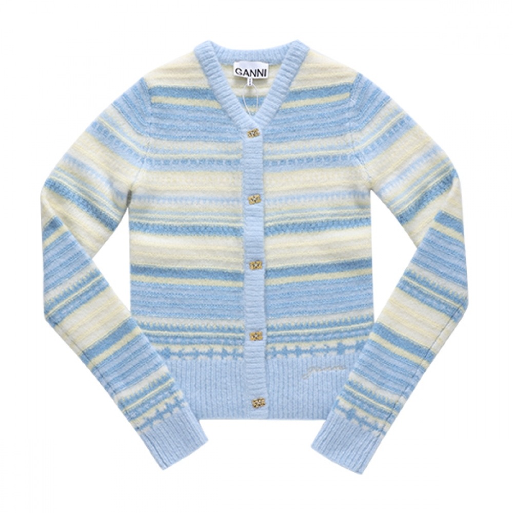 GANNI K2257 271 ストライプソフトウールレディースニット