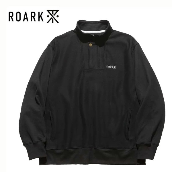 THE ROARK REVIVAL(ロアークリバイバル)LOGO H/Z SWEATアートロゴ刺繍ハーフジッププルオーバースウェットCOLOUR:BLACK日本代理店正規品