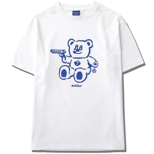 【IVE ガウル 着用】Bad Bear White T-Shirts 半袖Tシャツ「男女兼用」