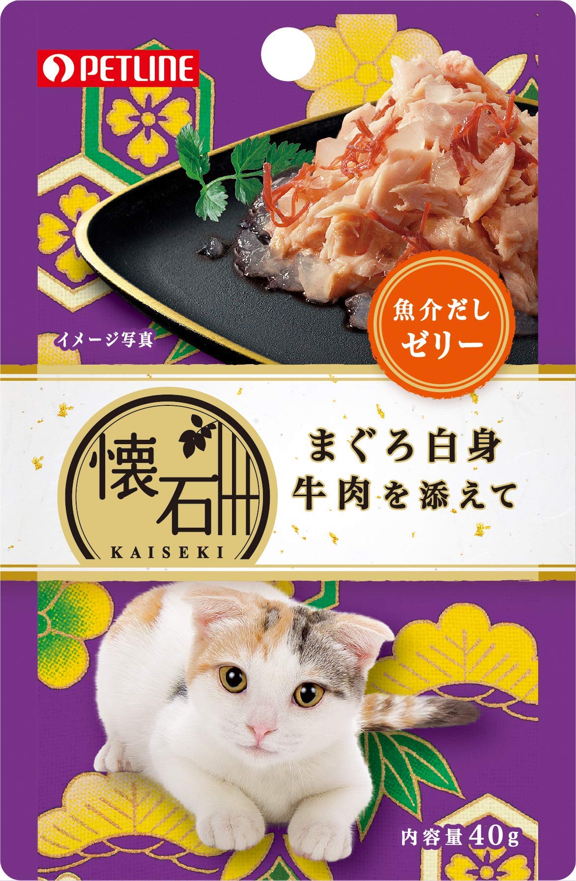 懐石 キャットフード レトルト まぐろ白身 牛肉を添えて 魚介だしゼリー 40g×72個 (ケース販売)