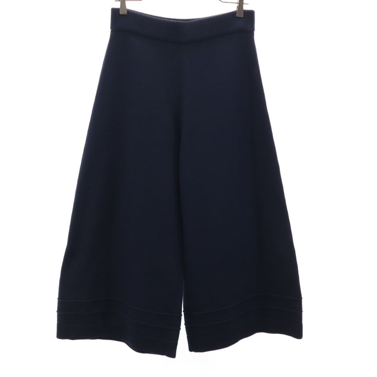 FOXEY NEW YORK フォクシーニューヨーク 日本製 ニット ワイドパンツ 42 ネイビー レディース 古着