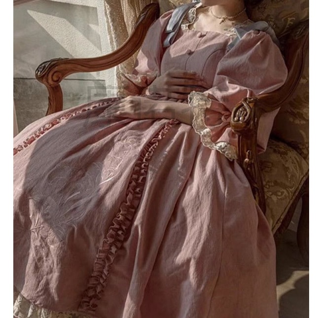 K 3 ピンクの逃亡者プリンセス ドレス レトロ ドレス ロリータ重工業ドレス宮殿スタイル ピンクのドレス