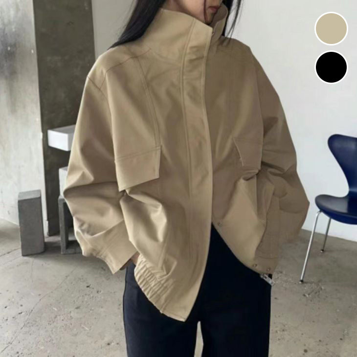 ブルゾン ジャケット アウター ライトアウター スタンドカラー カジュアル 無地 長袖 秋冬 おすすめ レディース オシャレ トレンド 人気 プチプラ 韓国ファッション