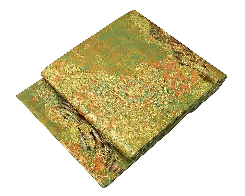 袋帯 正絹 鏡裏花鳥模様 袋帯 リサイクル g0659