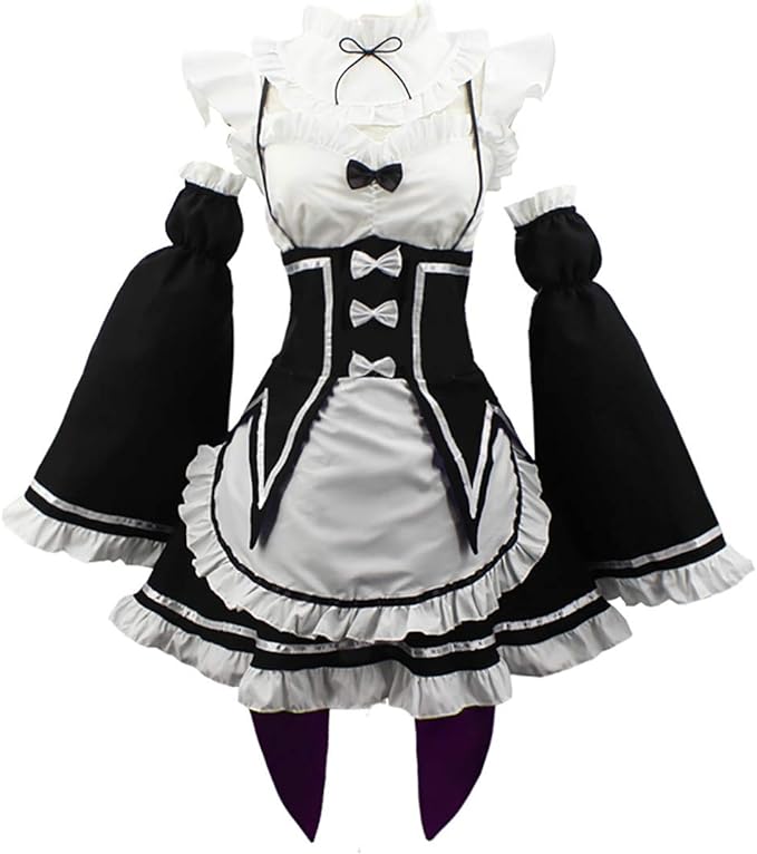 コスプレ 衣装 ラム レム 可愛い レストラン メイド服 カチューシャ エプロン 衣装 コスプレ用衣装