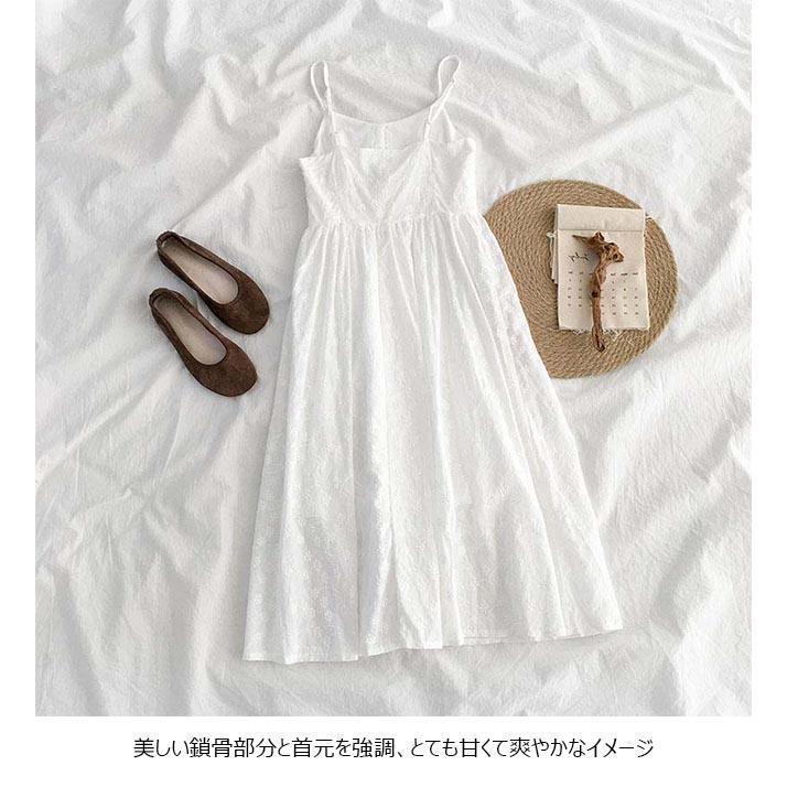 春 夏 キャミワンピ レディース 刺繍ワンピース ノースリーブ 花柄刺繍 ワンピース ミモレ丈ワンピース 森ガール 夏 ロングワンピ 姫系 サマーワンピ