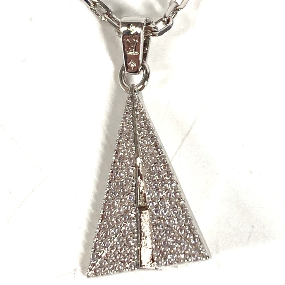 ネックレス M01034 ペンダント LV ペイパープレーン ラインストーン アクセサリー ジュエリー チェーン メタル シルバー