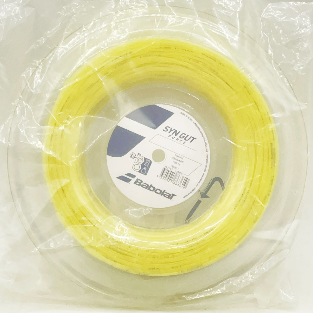 【中古・未使用品】バボラ Syn Gut Force 130 シンガット フォース 硬式テニス ストリング ガット 200m ロール ナチュラル 243145 BABOLAT 1.30mm