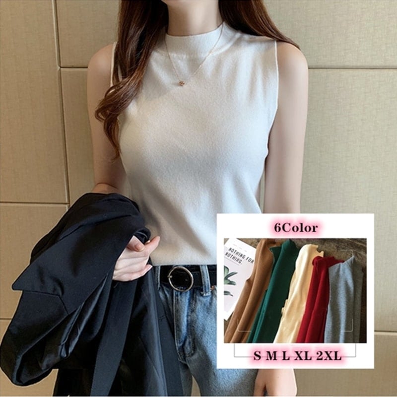 【10点セット】服タンクトップ レディース韓国版ノースリーブサマーニット服 レディース