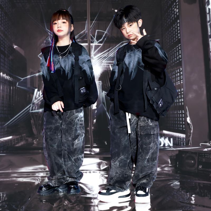 街のダンスの子供のファッション服の男の子のジャズのダンスのショーの服の女の子のヒップホップのhiphopは街の子供のショーの服のスーツを揚げます1574