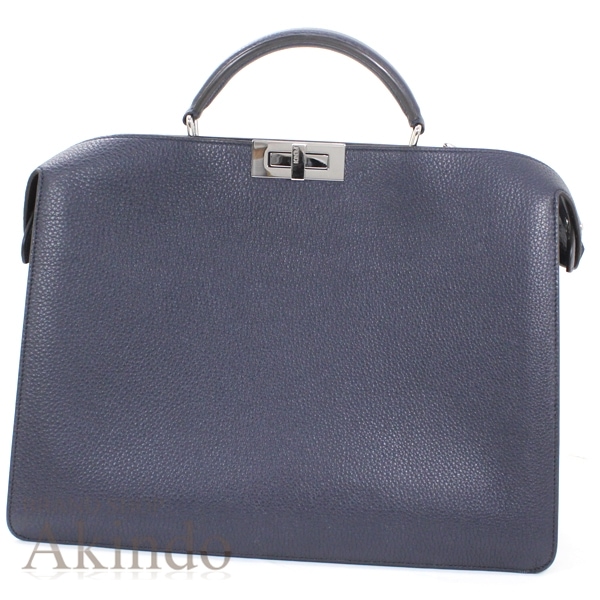 フェンディ ハンドバッグ メンズ ピーカブー アイシーユー ブリーフケース A4 レザー 本革 紺 ネイビー 7VA529 FENDI ビジネス ブランド 人気 プレゼント カバン 仕事