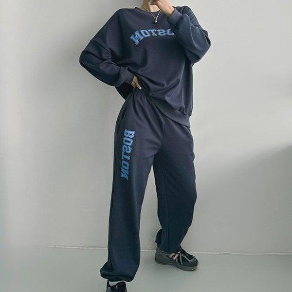 Hスタイル(SET)ボストンジョガーセット 春 女性 トレーニングウェアセット スウェットセット パンツセットアップ 大きいサイズ ホームウェア