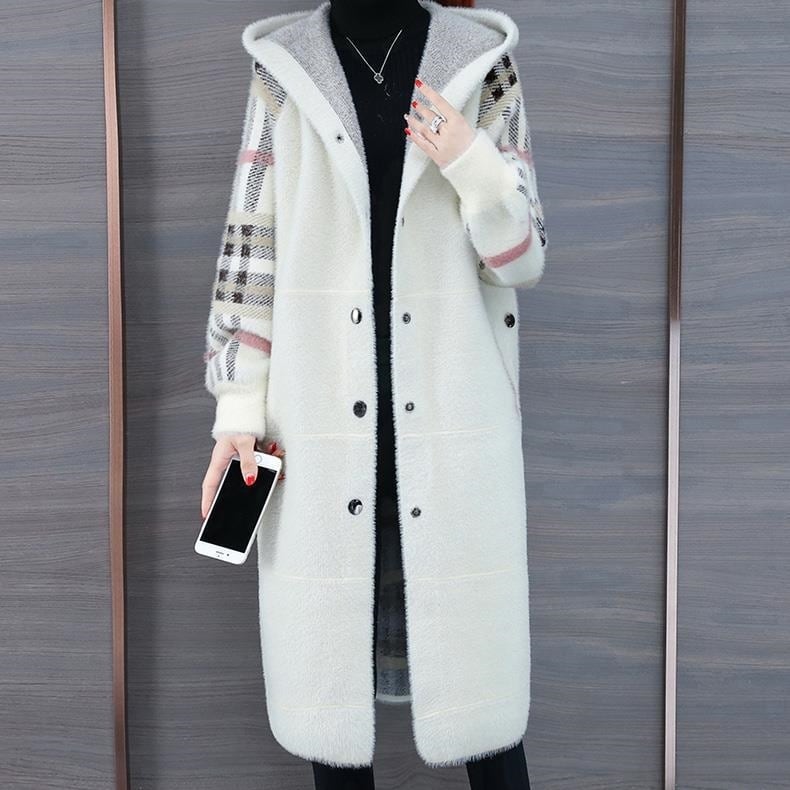 アウター コート ムートン Ａライン ミドル丈 裏地付き切り替え チェック柄 格子柄 フード付き ミディアム丈 フレア 無地 襟付き 温かい 防寒 体型カバー スタイルアップ 可愛い かわいい lou