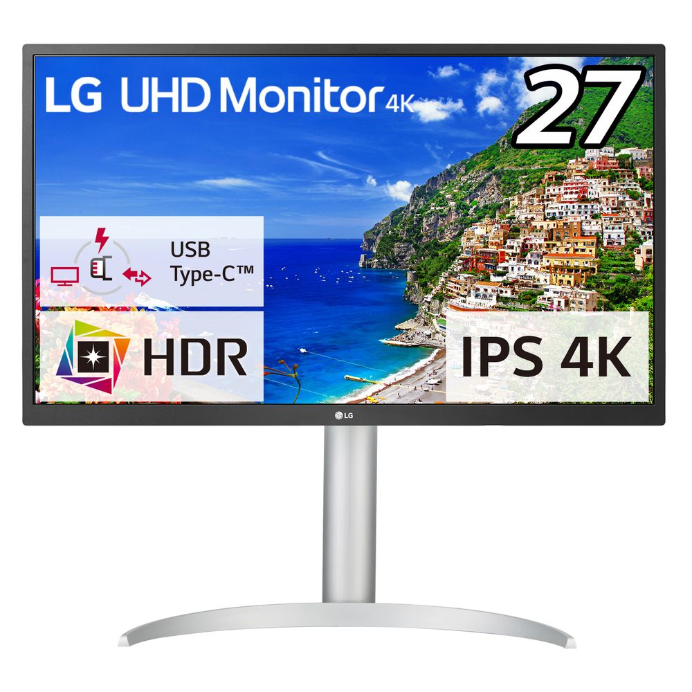 LG 4K液晶ディスプレイ(27型/IPS/4K UHD 3840×2160/61Hz/5ms/HDR10/HDMI2.0/DP1.4/USB Type-C/VESA/3年保証・無輝点保証)(ホワイト