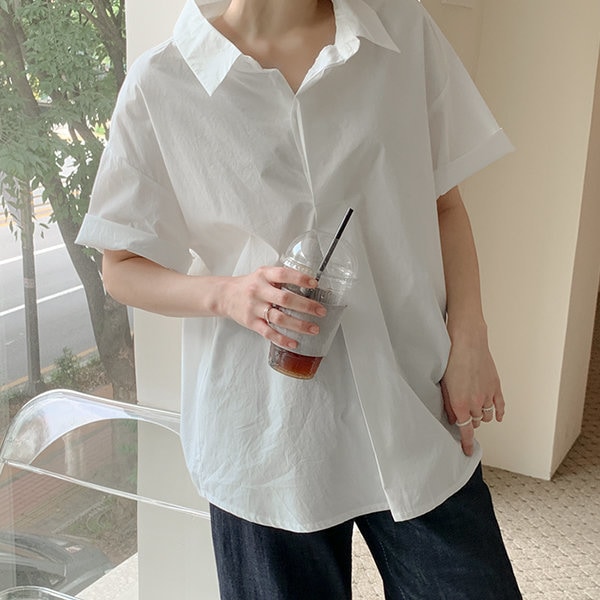 リップルデンカラー半袖ブラウス60462ビッグサイズ