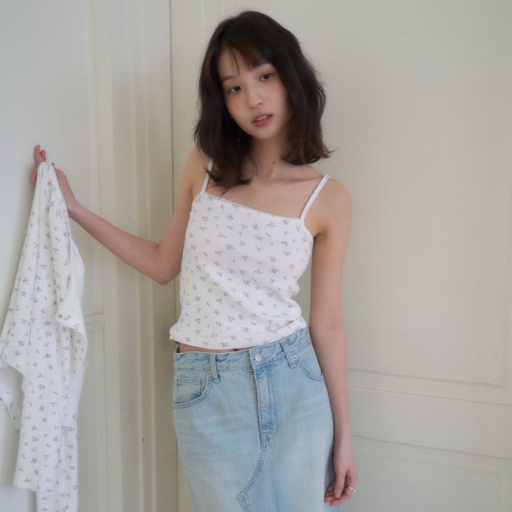 ROSY PUNCHING CARDIGAN & SLEEVELESS-WHITE