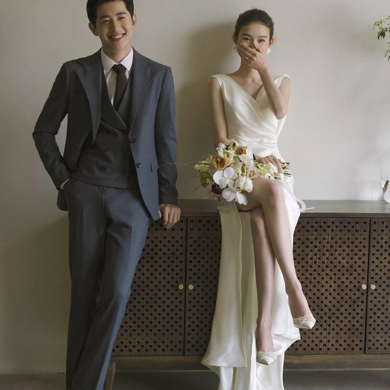 2024 新作 高級感 気質 ワンピース 結婚式 ドレス 花嫁ロングドレス 結婚式ワンピース 韓国ファッション パーティードレス ウェディングドレス 白89