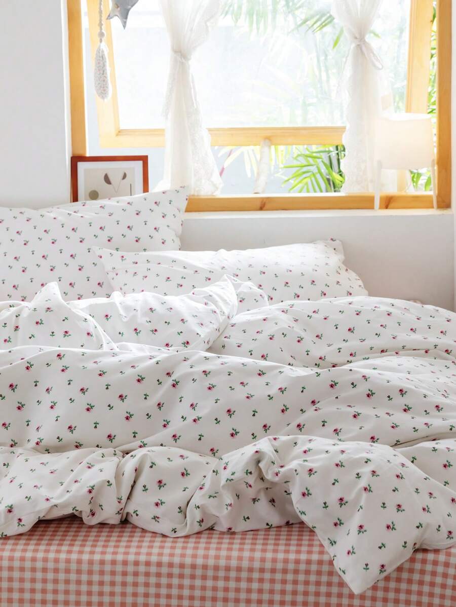 小花柄 フィラーなし羽毛布団カバーセット Cottagecore 寝具セット 用 寝室