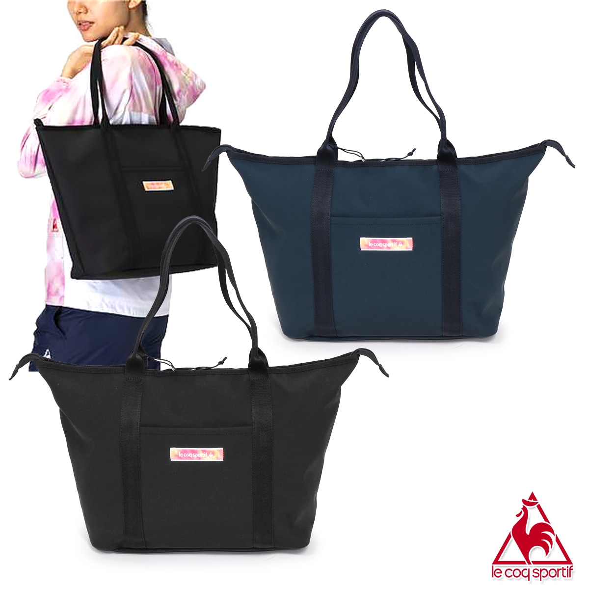 トートバッグ メンズ/レディース トートバッグ ブラック/ネイビー W約51cmH約31.5cmD約12.5cm QMCQJA58