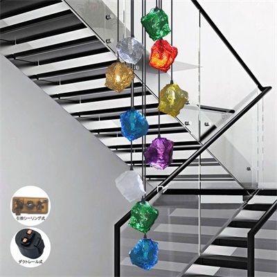ペンダントライト ガラス 北欧 おしゃれ 氷の塊形 LED レストラン アイスキューブ インテリア ダイニング リビング 食卓用 洋室 和室 喫茶店 キッチン 天井照明器具 吊下げ灯 直付け ダクトレ
