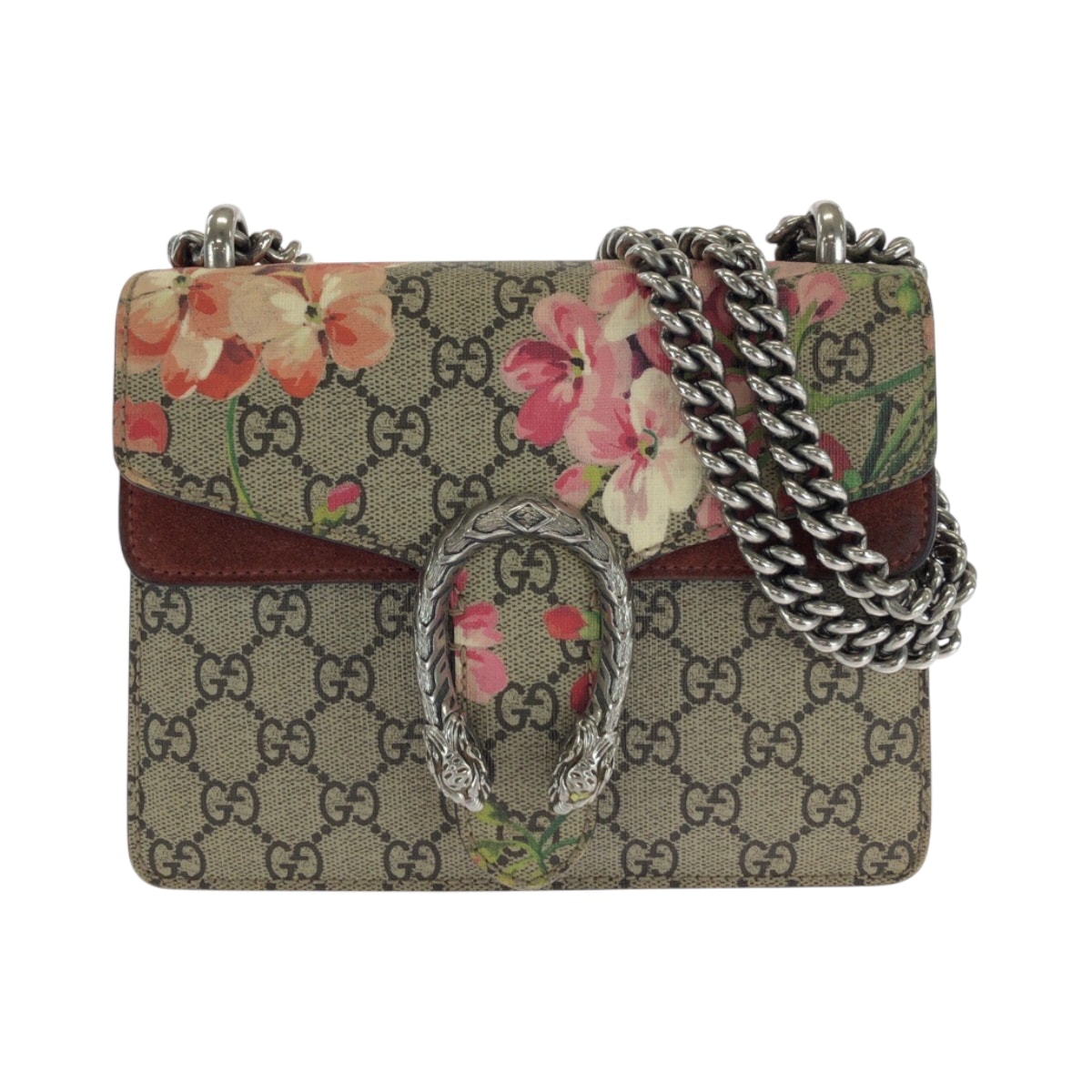 美品 GGブルームス ディオニュソス ベージュ マルチカラー シルバー金具 GGスプリームキャンバス 421970 チェーンショルダーバッグ レディース 501985