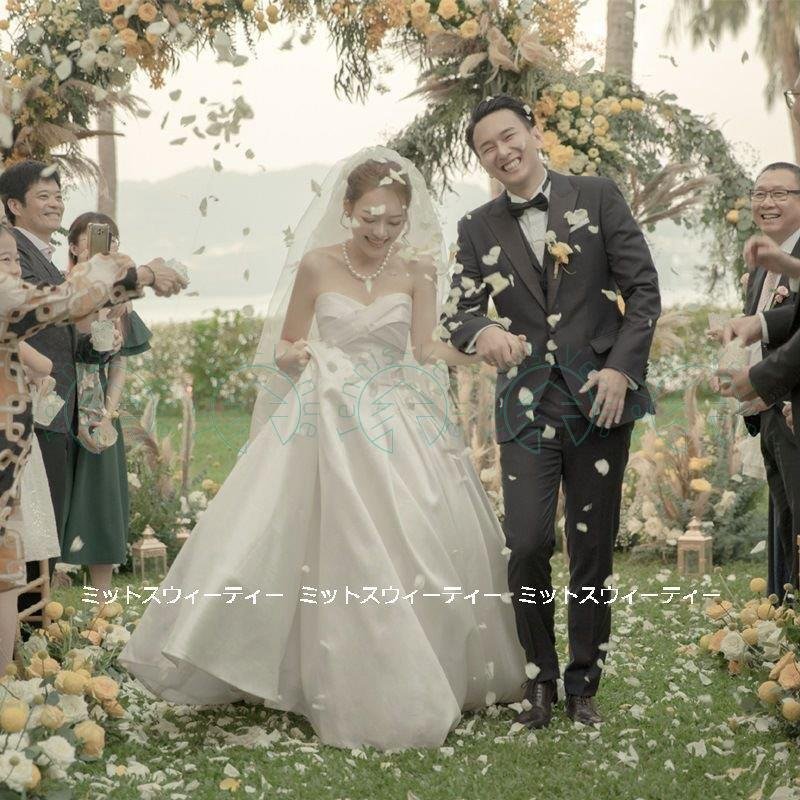 ウェディングドレス 花嫁 二次会 ウエディングドレス 結婚式 ロングドレス Aラインドレス サテン