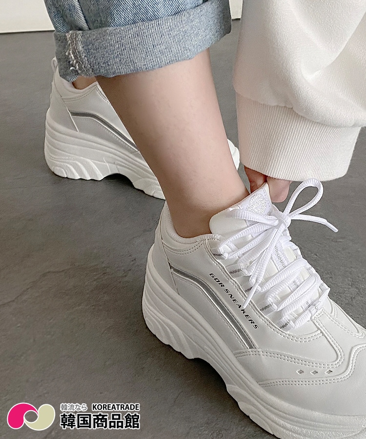 【GODORISHOES】【Cheerleader】【韓国産】7cm 厚底スニーカーしっかり作りでパンツにもスカートにも合わせやすいデザイン22サイズ26まで対応