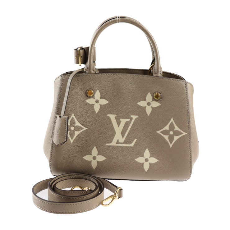 美品 LOUIS VUITTON ルイ ヴィトン ハンドバッグ M45489 モンテーニュBB ジャイアント モノグラム アンプラント レザー トゥルトレール ベージュ系 クレ【本物保証】