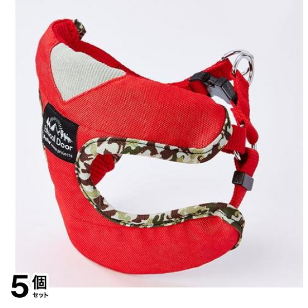 ペティオ エシカルドア 迷彩ベストハーネス S 小型犬用胴輪 レッド 1個入 (W57801) 5個セット
