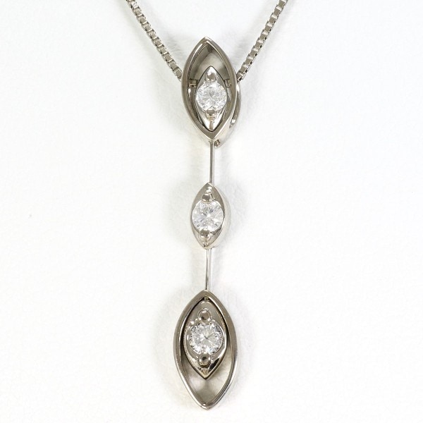 K18 18金 WG ホワイトゴールド ネックレス ダイヤ 0.2 約45cm ジュエリー 中古