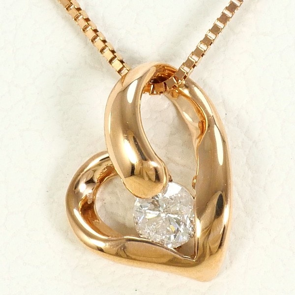 K10 10金 PG ピンクゴールド ネックレス ダイヤ 0.08 約39cm ジュエリー 中古