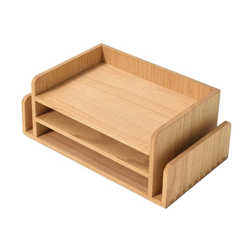 KIRIGEN 書類 ケース デスク トレー 木製 レタートレー 書類 棚 収納 完成品 2段 ナチュラル