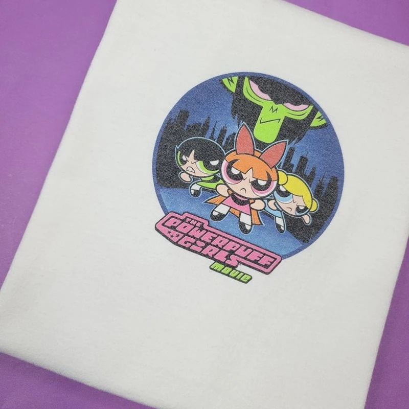 パワーパフガールズ半袖tシャツレディースピュアコットン多用途学生シンプルな漫画プリントボトムシャツニッチデザイン